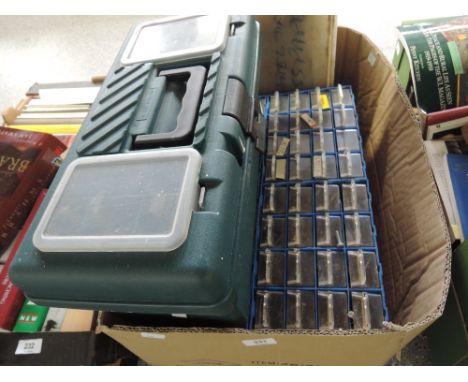 A toolbox and parts drawers etc