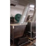 One of 3 matching. Nice stainless steel bottle elevator. Discharge height is 96 in. Hopper size 44