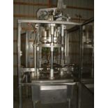 Zalkin rotary 8 head ROPP capper. Overall foot print with guarding in place is 48” right to left x