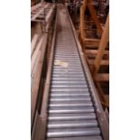 10 in wide X 20 ft long stainless steel roller conveyor RIGGING FEE: TBD