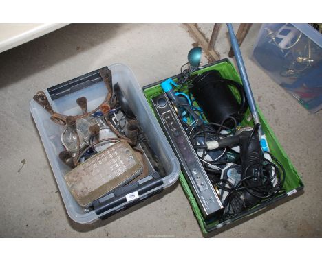 Selection of power tools incl. drill, sander, electric gauges etc.
