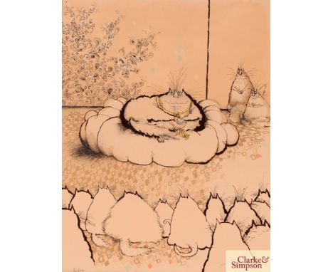 Ronald Searle (1920-2011), "The Guru" lithograph, signed, inscribed and numbered 23/99, stamped Michel Casse Litho Paris, 64.