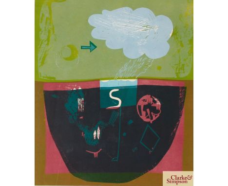 David Watson, "Passing Cloud", pencil signed print, 45cm x 39cm
