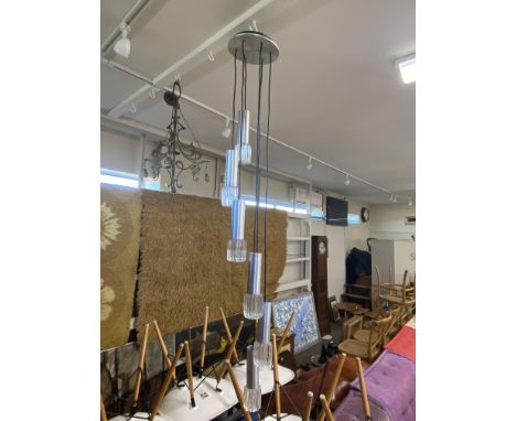 An aluminium six light pendant ceiling light