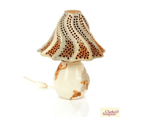 A Bernard Rooke mushroom lamp and shade