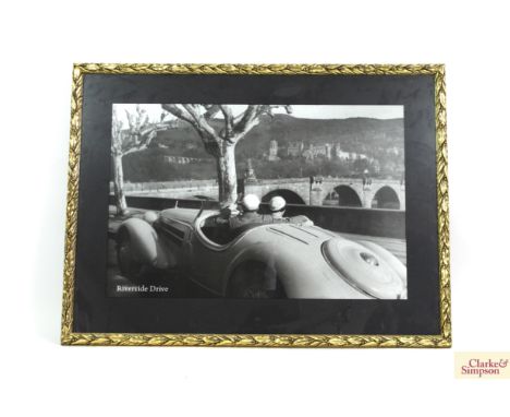 A large scenic photographic print "Riverside Drive" in decorative gilt frame