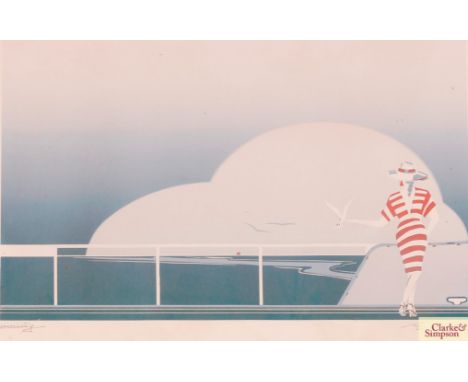 Indistinctly pencil signed print, "Cruising"