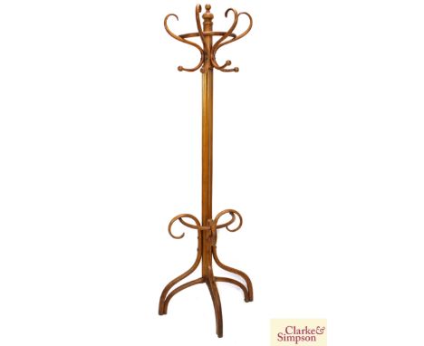 A bent wood hat, coat and stick stand, 196cm tall
