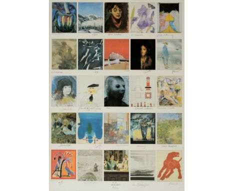 •THE EYE GALLERY `FOUNDERS' PRINT` Offset lithograph, 1990, comprising 25 images on a single sheet, each signed in ink or pen