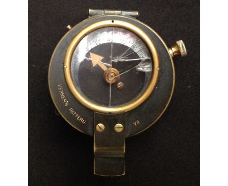 WW1 British compass maker marked and dated "Cruchon &amp; Emons, London 1915". Good original finish but glass to face broken.