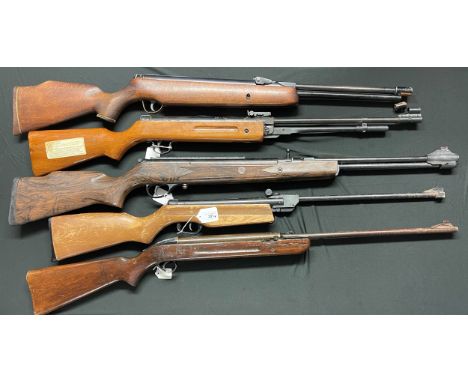 Five Air Rifles for spares or repairs a/f. To include .177cal Hatsan Model 105 X with 410mm long barrel: Gamo Model Expo .22 