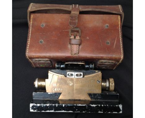 WW2 British &amp; Commonwealth Clinometer.  Maker marked "WHP NZ" and dated 1942. Complete in original leather case marked "V