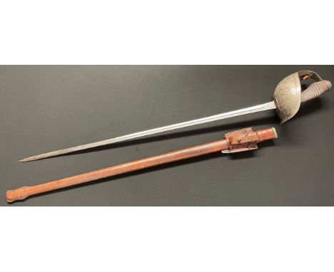 WW1 British 1912 Pattern 15th Kings Hussars officer's cavalry sword with single edged fullered blade 890mm in length. Proof m