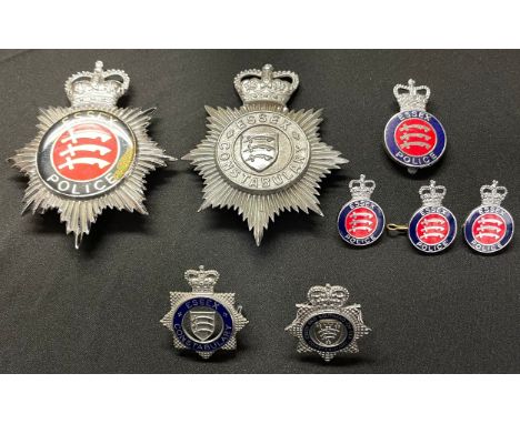 Queen Crown Enameled Essex Police Helmet plate: Queens Crown Essex Constabulary Helmet Plate: Queens Crown Essex Police Cap b