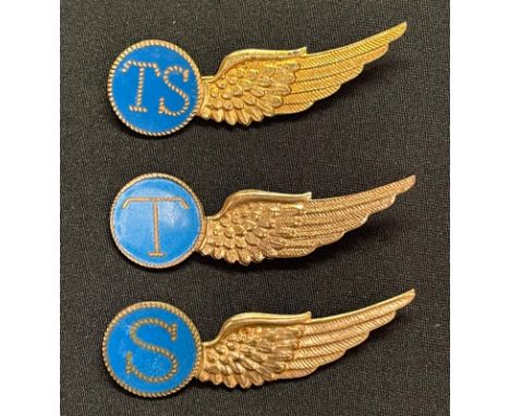 WW2 Dutch Army Aviation Brigade Royal Dutch Air Force wing collection comprising of three British made brevette half wings by