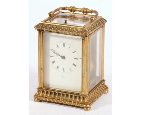 Mid 19th century repeating carriage clock by Henri Marc, Paris, No 1504 / 23754, silvered club tooth platform with unusual co