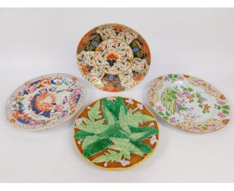 Porcelain and Ironstone plates, early 19thC onwards including Spode, Masons, Crown Derby, and Ashworths, (qty).