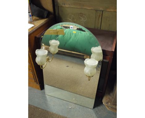 A hostess trolley; and a wall mirror with two electric light fittings.