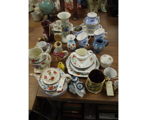 A part blue and white tea set; and sundry decorative china.