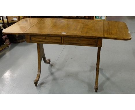 Regency Style Rosewood Sofa Table (collectors Edition by Baker Furniture, inlaid with ebony and satinwood, two drawers to the