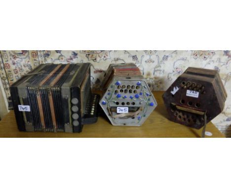 2 squeeze boxes (for restoration) & 1 button accordion (3)