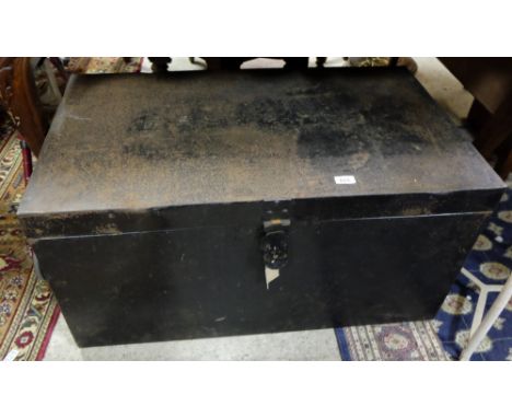 Steel cabin trunk, rectangular, with latch, 3ft w x 90”h 