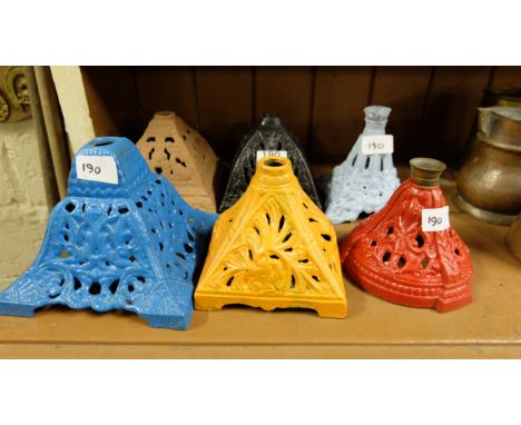6 metal oil lamp stands (painted various colours)