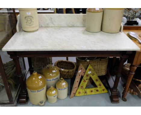 WMIV Mahogany Washstand with marble top and doric pillar legs, 4ft w x 2ft d