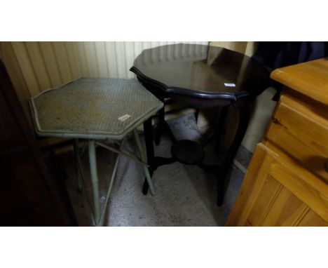 3 occasional tables – 1 walnut, 1 mahogany with shaped tops & a bamboo based lamp table (Boyers label) (3)