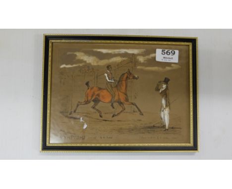 19thC Lithograph, by E Wood 1886, “Symptoms”, “Off to be Sold”, heightened in white, from a sketch by H. Alken 1822, 10”w x 8