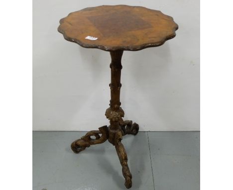 Walnut occasional/lamp table, with shaped top over naturalistic tree branch base, 18” dia, 30”h