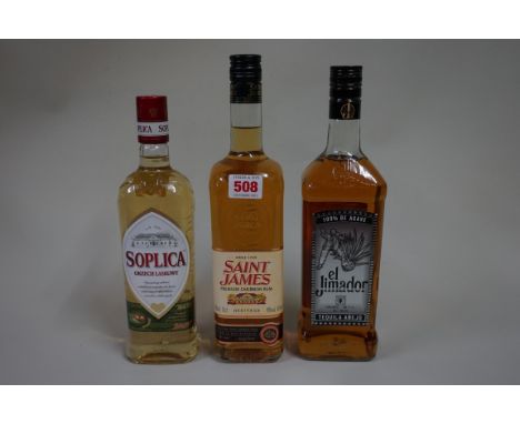 A 70cl bottle of Saint James 'Premium Caribbean' rum; together with a 50cl bottle of Soplica Orzech Laskowy hazelnut vodka; a