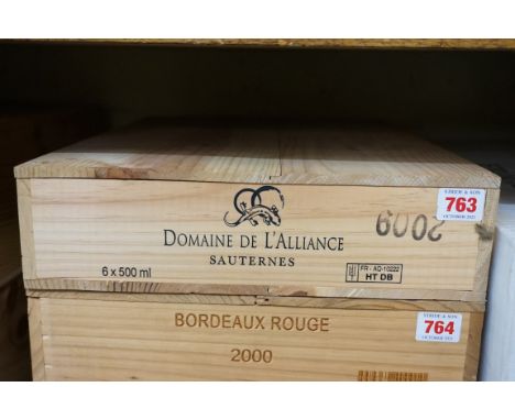 A case of six 50cl bottles of Domaine de l'Alliance,&nbsp;2009, Sauternes, in owc. (6) PLEASE NOTE: ADDITIONAL VAT ON THE HAM