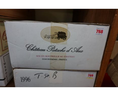 A case of twelve 75cl bottles of Chateau Patache d'Aux,&nbsp;1996, Cru Bourgeois Medoc, in oc. (12) PLEASE NOTE: ADDITIONAL V