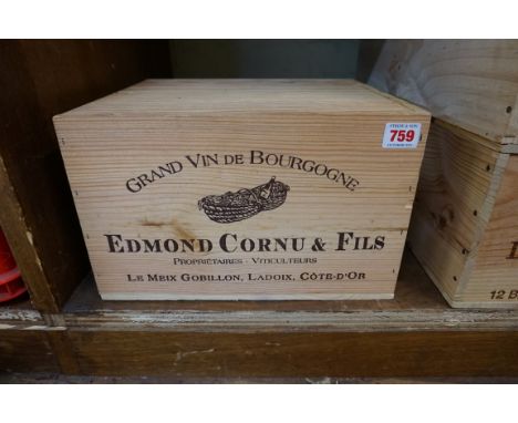 A case of six 75cl bottles of Aloxe Corton 1er Cru Les Moutottes,&nbsp;1996, Dom Edmond Cornu, in oc. (6) PLEASE NOTE: ADDITI