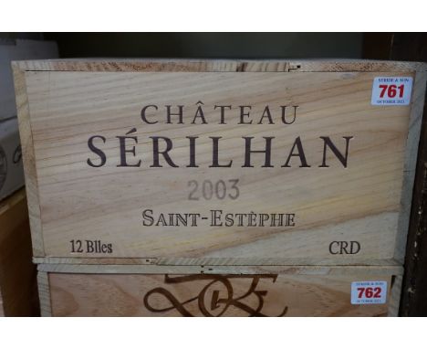 A case of twelve 75cl bottles of Chateau Serilhan,&nbsp;2003, St Estephe, in owc. (12) PLEASE NOTE: ADDITIONAL VAT ON THE HAM