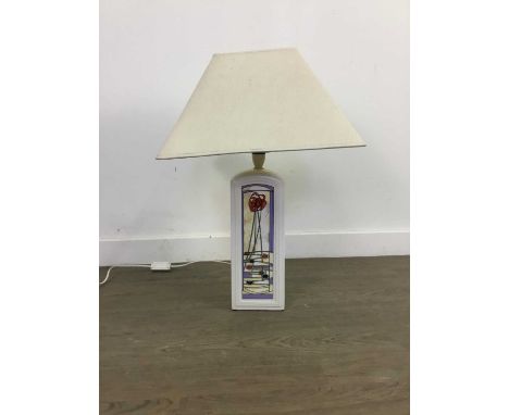 GRADUATED PAIR OF CHARLES RENNIE MACKINTOSH DESIGN TABLE LAMPS,both with shade, the tallest 60cmOverall decent condition, so 