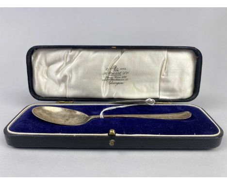 VICTORIAN SILVER CHRISTENING SET,comrprising fork, knife, spoon and napkin ring, in original fitted case, along with a cased 