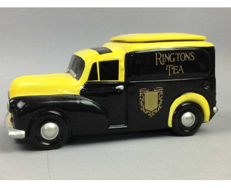 RINGTONS TEA NOVELTY TEA CADDY,modelled as a vintage van, along with a money bank of similar design, along with other Rington