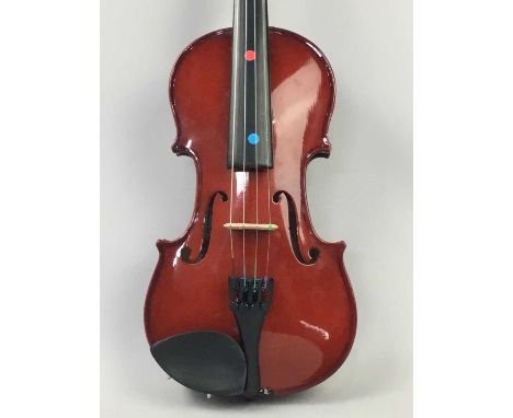 MODERN VIOLIN AND BOW,in fitted case, along with another violin in fitted case, also a Discovery 'Telescope &amp; Microsope C