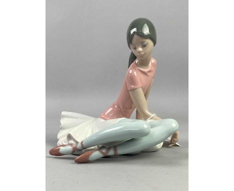 LLADRO FIGURE OF A BALLERINA,15cm high, along with four Lladro figures, two Spanish figures and a Nao figure of a cat (8)The 