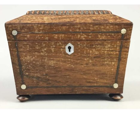 VICTORIAN TEA CADDY,with mother of pearl inlay 