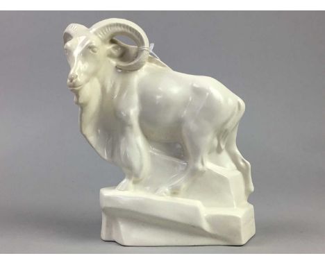 WEDGWOOD WHITE GLAZED CERAMIC GOAT,by Roy Smith, 19cm highOverall good condition, no major noticeable damage or signs of repa