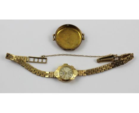 Rotary; a ladies' 9ct gold dress watch, the silvered dial set with baton numerals, on a 9ct gold link bracelet strap and a 9c