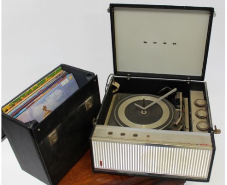 A Bush record player 'Type SRP51 Transistorised Record Player by Bush' with a small collection of Classical vinyl records.