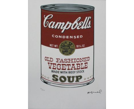 After Andy Warhol; a limited edition screenprint numbered 53/100 of Campbells Condensed Old Fashioned Vegetable Made with Bee