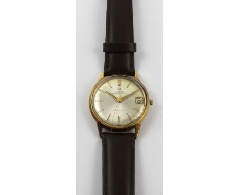 Universal Genève; a c1960s gentlemen's 18ct gold automatic calendar wristwatch, Polerouter, width 34mm.  CONDITION REPORT Ple