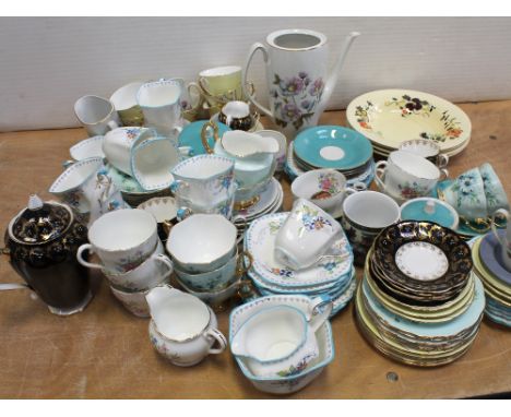A quantity of mainly vintage teaware to include Standard China Art Deco style reg no.760470, coffee pot, English Kenyan china