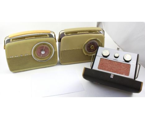 A vintage Bush portable radio, a modern replica bush radio TR82/97 and a vintage cased Pye radio (3).