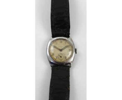 Rolex; a c1940s gentlemen's mid-size stainless steel manual-wind tonneau form wristwatch, reference 3892, width 29mm. CONDITI